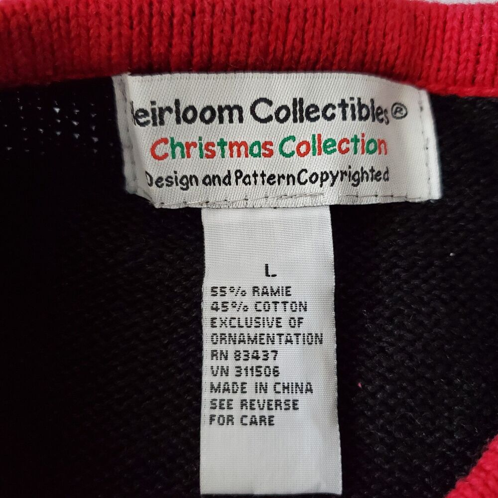 VNTG Christmas Sweater Embellished Tree Red Cardinals Heirloom Collectibles Sz L - Picture 6 of 7